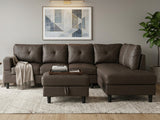 Loriece PU Leather Sofa with Ottoman - Brown