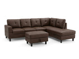 Loriece PU Leather Sofa with Ottoman - Brown