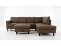 Loriece PU Leather Sofa with Ottoman - Brown