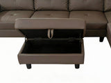 Loriece PU Leather Sofa with Ottoman - Brown
