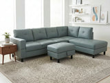 Loriece PU Leather Sofa with Ottoman - Grey