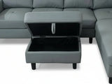 Loriece PU Leather Sofa with Ottoman - Grey