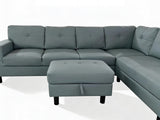 Loriece PU Leather Sofa with Ottoman - Grey