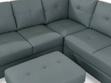 Loriece PU Leather Sofa with Ottoman - Grey