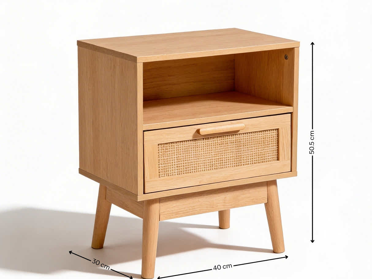Naturlig Double Storage Bedside Table