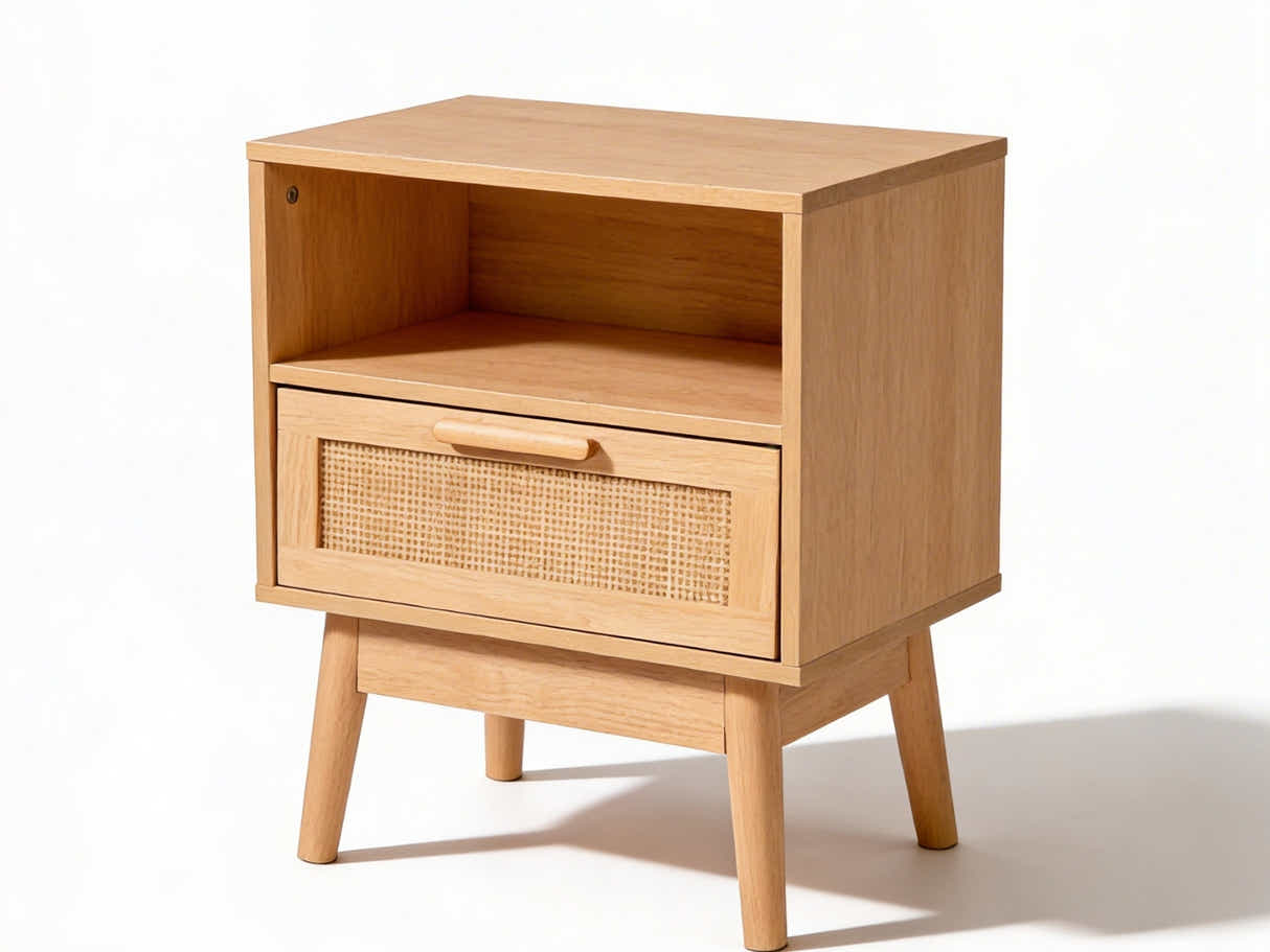 Naturlig Double Storage Bedside Table