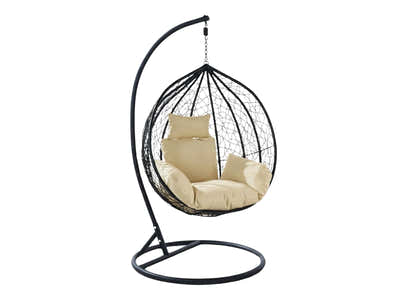 DS Outdoor Swing Egg Chair - Black & Beige