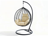 Outdoor Swing Egg Chair - Black & Beige