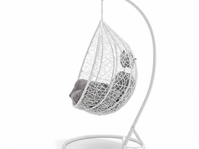 Outdoor Swing Egg Chair - White & Grey