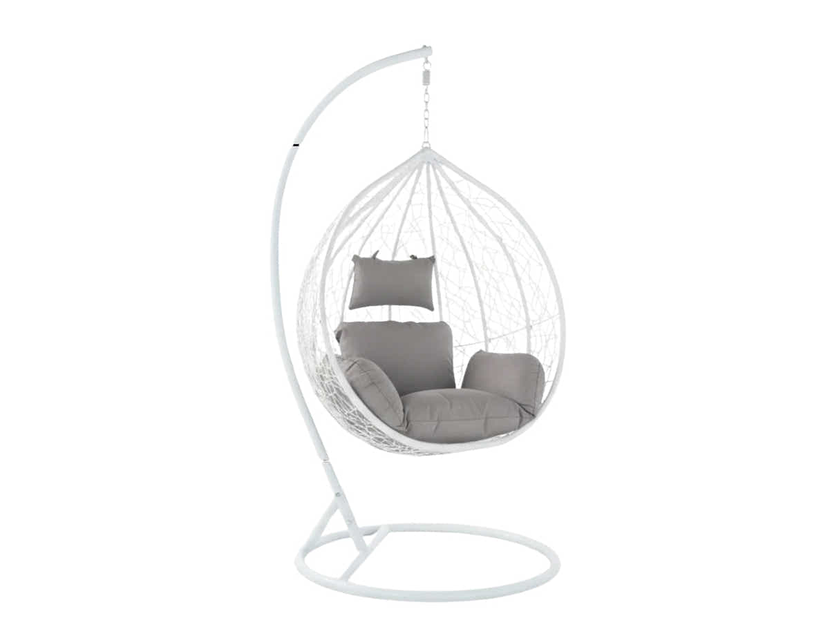 Outdoor Swing Egg Chair - White & Grey