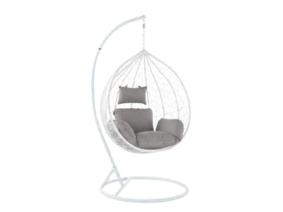 Outdoor Swing Egg Chair - White & Grey