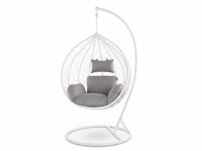 Outdoor Swing Egg Chair - White & Grey