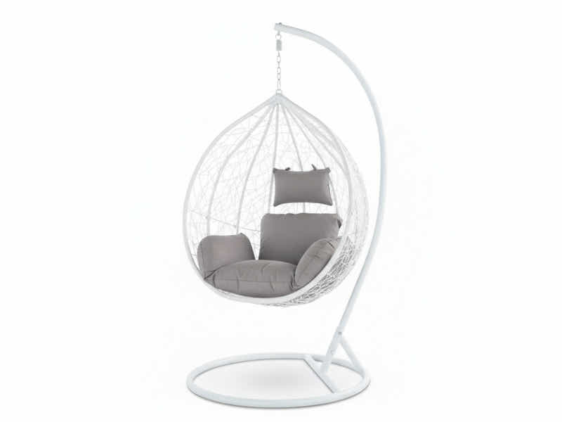 Outdoor Swing Egg Chair - White & Grey