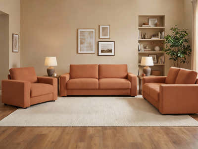 Chenille 3-Piece Sofa Set - Orange