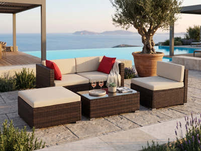 Caelan 5-Piece Outdoor Set - Brown + Beige