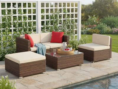 Caelan 5-Piece Outdoor Set - Brown + Beige