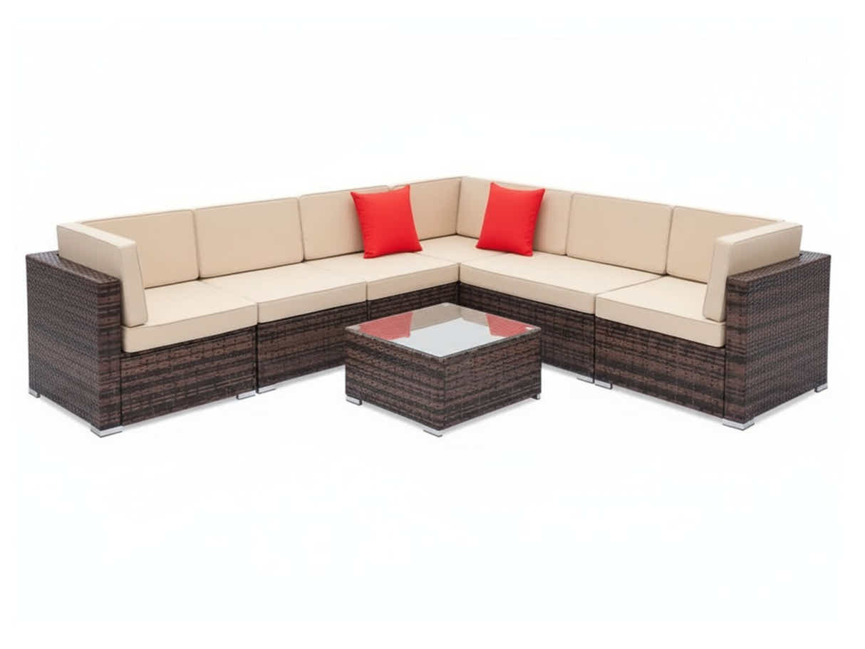 Caelan 7-Piece Outdoor Set - Brown + Beige