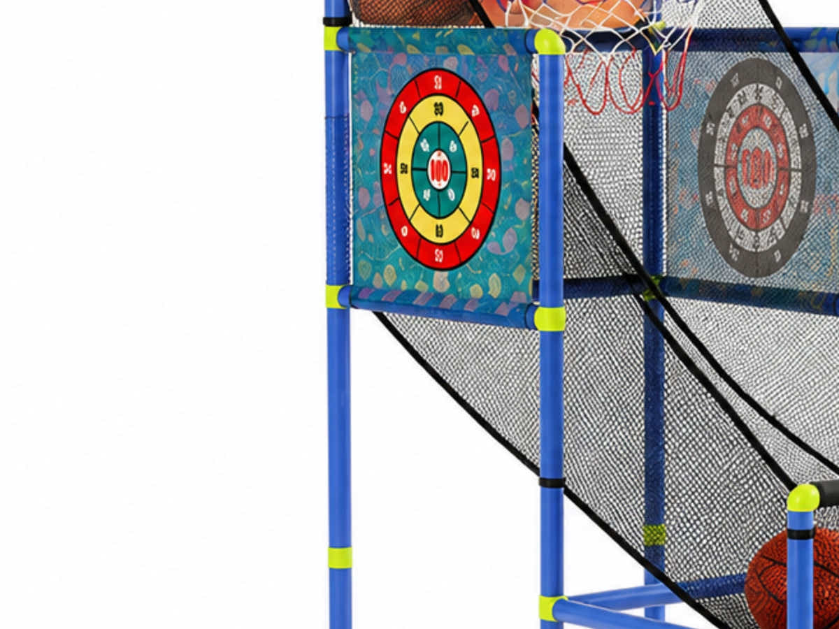 Basketball Arcade Game Electronic Scorer 3 Games Adjustable Kids Blue