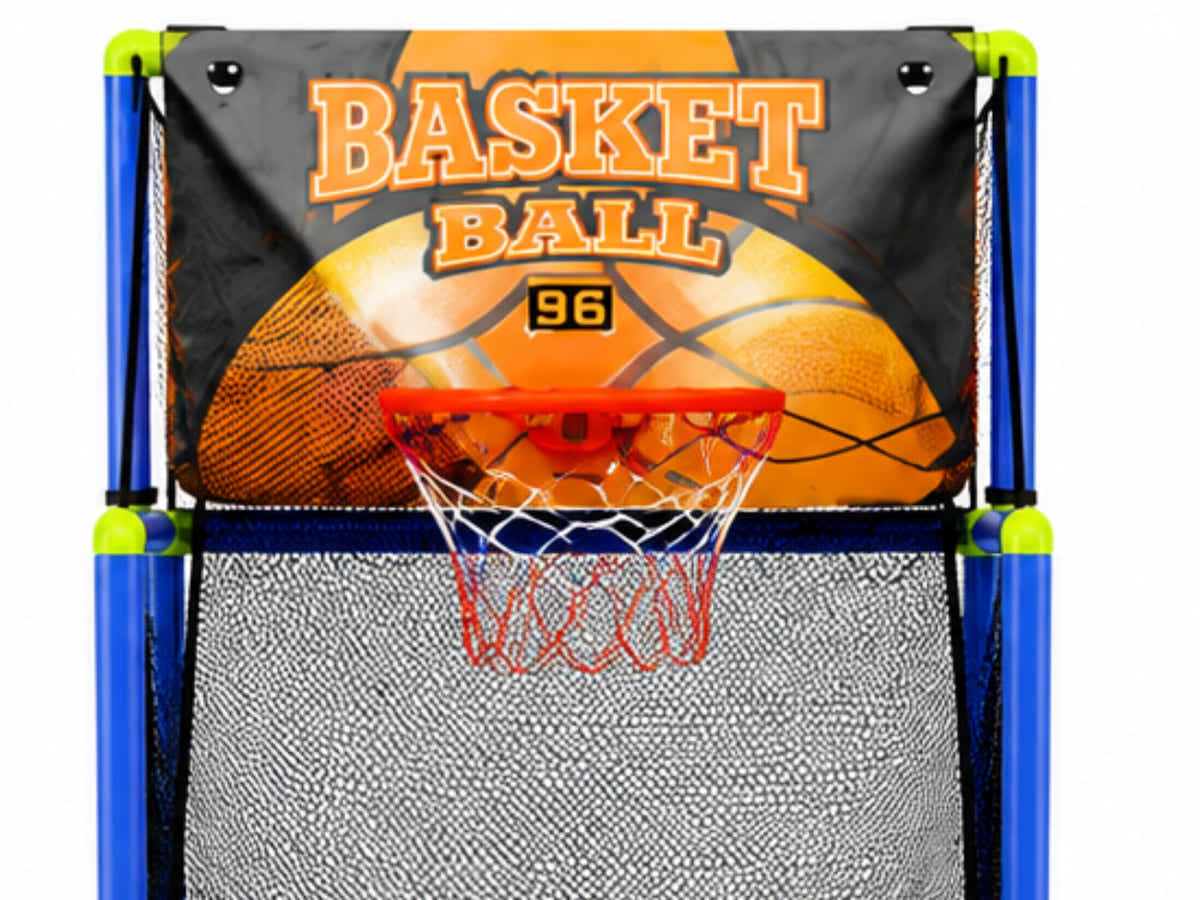 Basketball Arcade Game Electronic Scorer 3 Games Adjustable Kids Blue