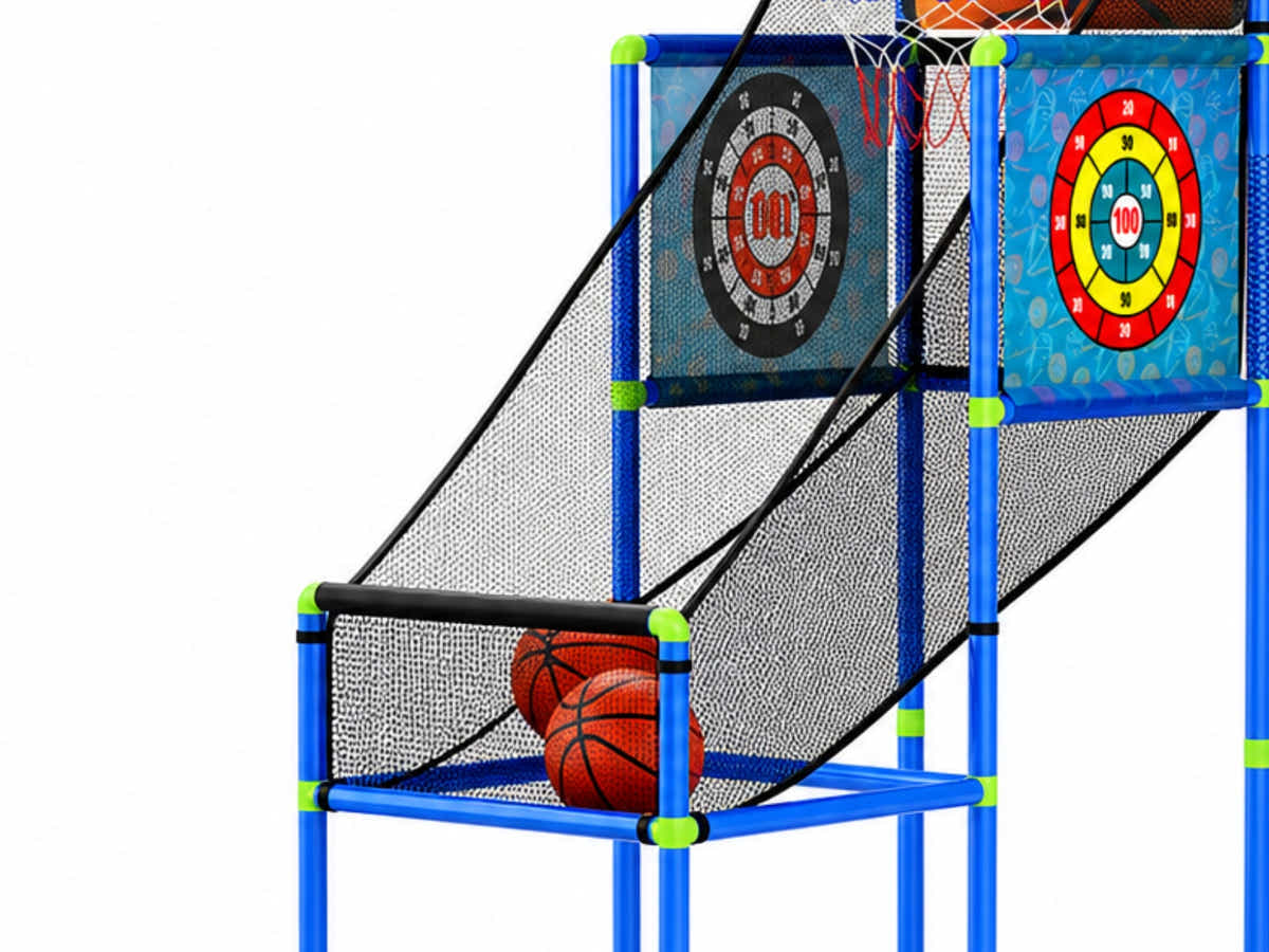 Basketball Arcade Game Electronic Scorer 3 Games Adjustable Kids Blue