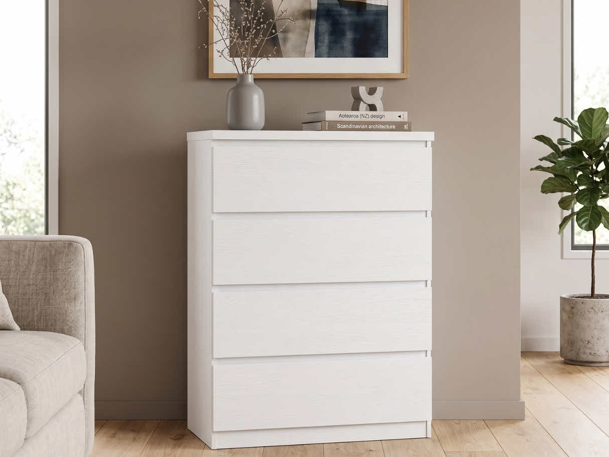 Tiko 4-Drawer Tallboy - White