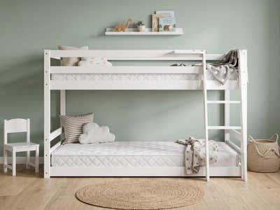 Xclusive Polli Mid-Sleeper Bunk Bed - White & Bon10 Mattress - Single x2