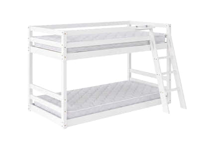 Xclusive Polli Mid-Sleeper Bunk Bed - White & Bon10 Mattress - Single x2
