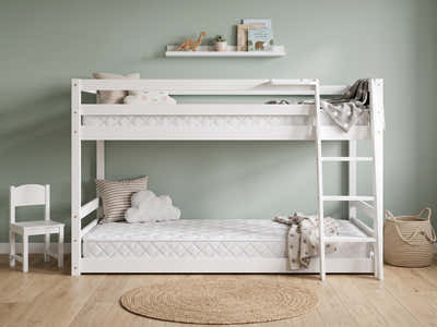 Xclusive Polli Mid-Sleeper Bunk Bed - White & Bon10 Mattress - Single x2