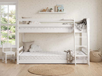 Xclusive Polli Mid-Sleeper Bunk Bed - White & Bon15 Mattress - Single x2