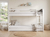 Xclusive Polli Mid-Sleeper Bunk Bed - White & Bon15 Mattress - Single x2