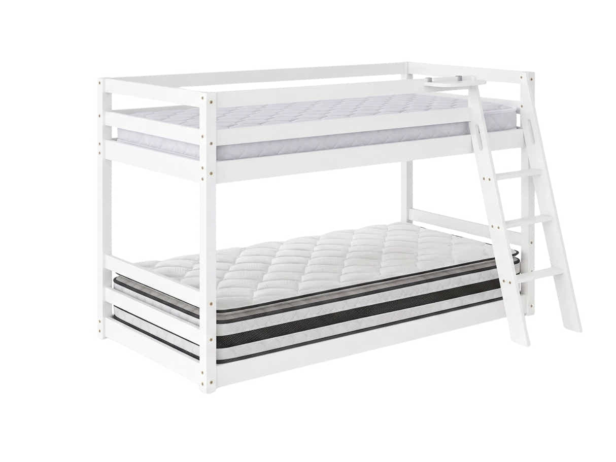 Xclusive Polli Mid-Sleeper Bunk Bed - White & Bon21 + Bon10 Mattresses