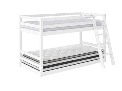 Xclusive Polli Mid-Sleeper Bunk Bed - White & Bon21 + Bon10 Mattresses