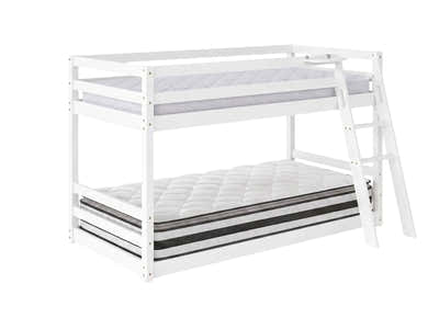 Xclusive Polli Mid-Sleeper Bunk Bed - White & Bon21 + Bon10 Mattresses