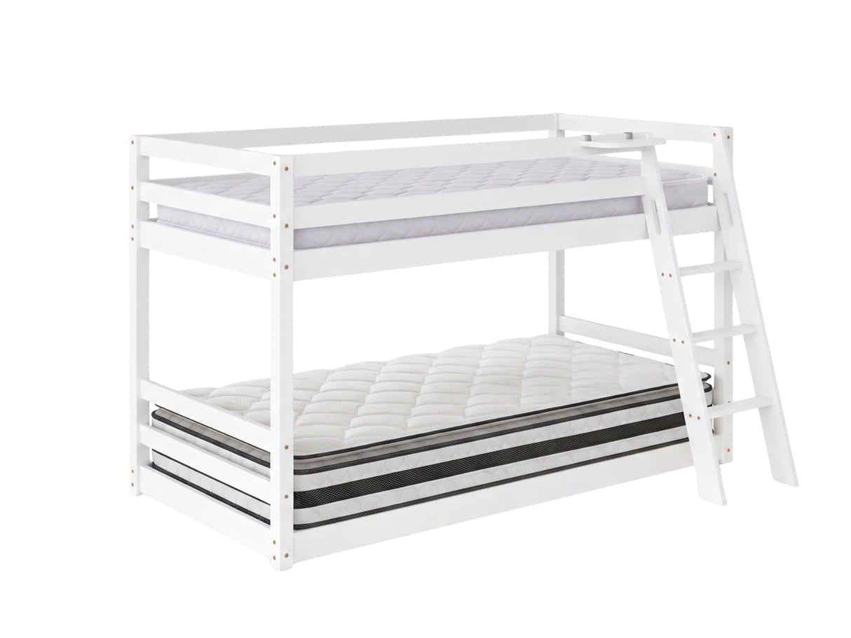 Xclusive Polli Mid-Sleeper Bunk Bed - White & Bon21 + Bon15 Mattresses