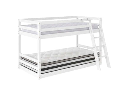 Xclusive Polli Mid-Sleeper Bunk Bed - White & Bon21 + Bon15 Mattresses