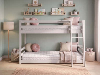 Xclusive Polli Mid-Sleeper Bunk Bed - Grey & Bon10 Mattress - Single x2
