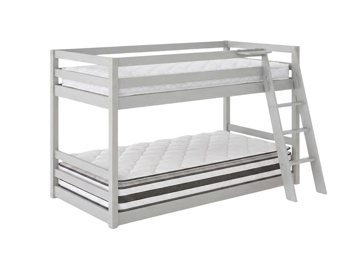 Xclusive Polli Mid-Sleeper Bunk Bed - Grey & Bon21 + Bon10 Mattresses