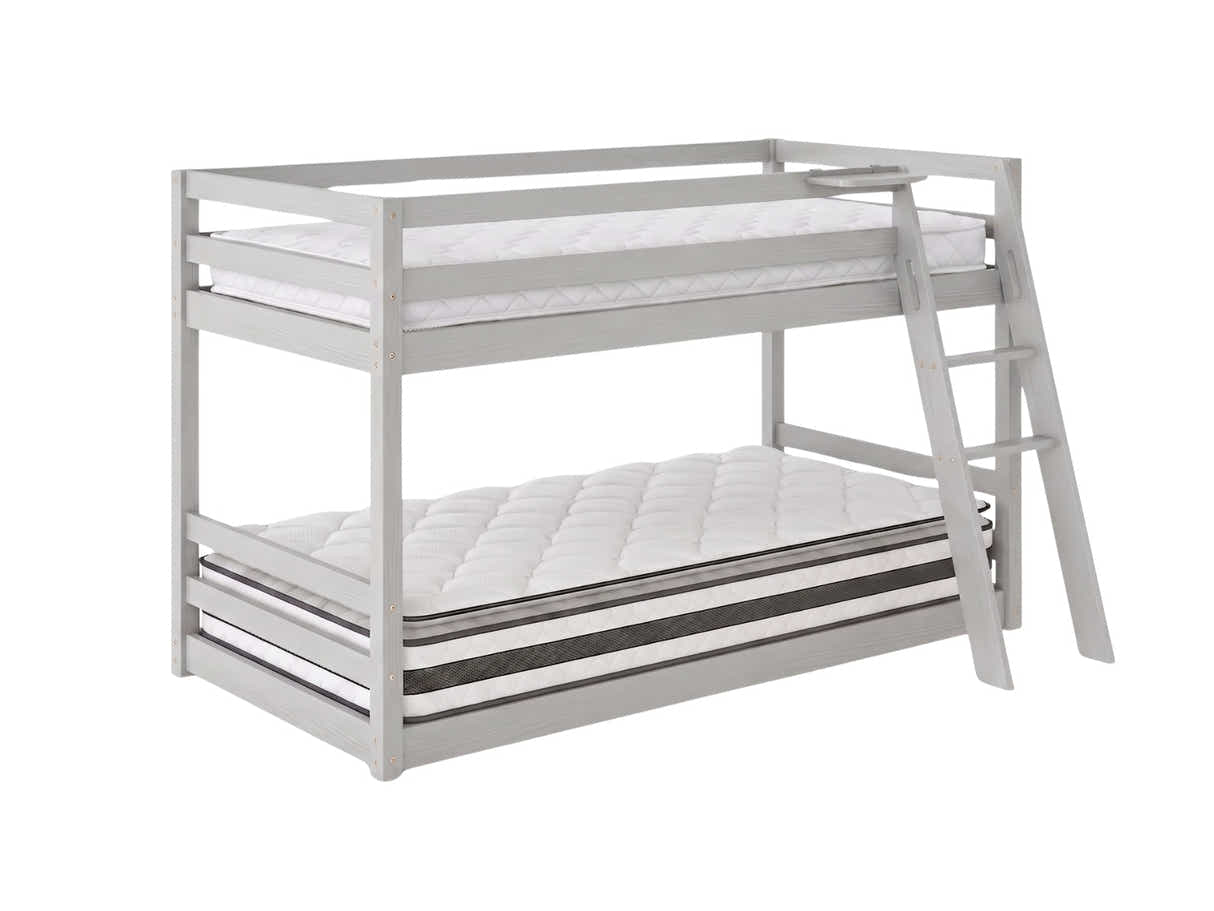 Xclusive Polli Mid-Sleeper Bunk Bed - Grey & Bon21 + Bon10 Mattresses