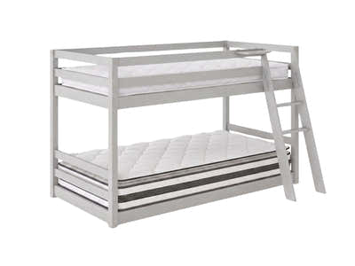 Xclusive Polli Mid-Sleeper Bunk Bed - Grey & Bon21 + Bon10 Mattresses