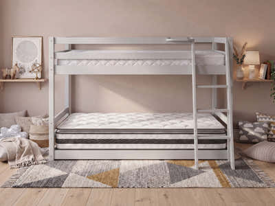 Xclusive Polli Mid-Sleeper Bunk Bed - Grey & Bon21 + Bon10 Mattresses