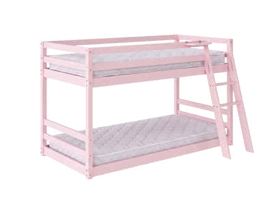 Xclusive Polli Mid-Sleeper Bunk Bed - Pink & Bon10 Mattress - Single x2