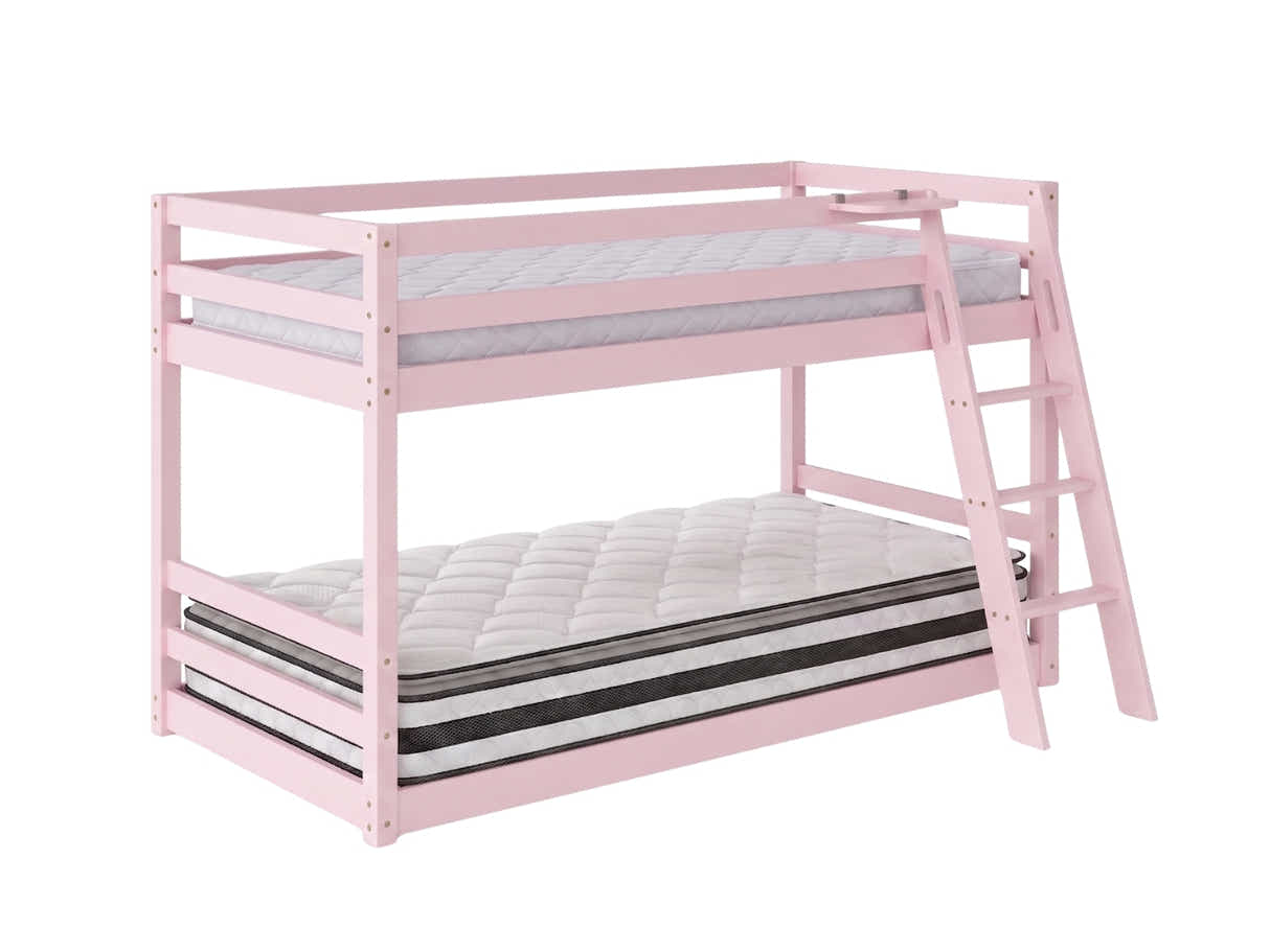Xclusive Polli Mid-Sleeper Bunk Bed - Pink & Bon21 + Bon10 Mattresses
