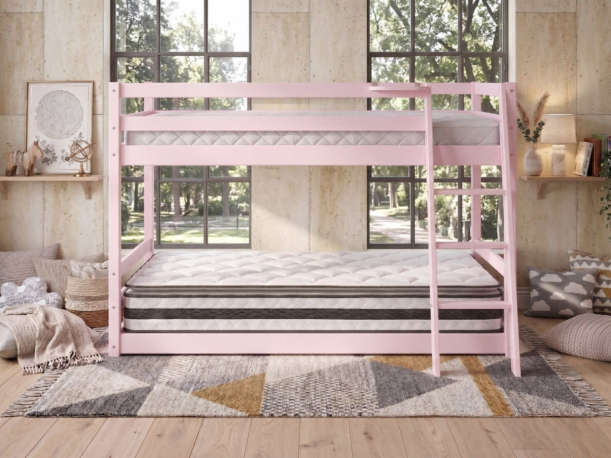 Xclusive Polli Mid-Sleeper Bunk Bed - Pink & Bon21 + Bon10 Mattresses