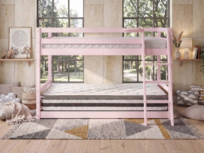 Xclusive Polli Mid-Sleeper Bunk Bed - Pink & Bon21 + Bon10 Mattresses