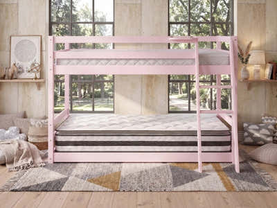Xclusive Polli Mid-Sleeper Bunk Bed - Pink & Bon21 + Bon10 Mattresses