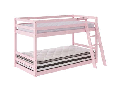 Xclusive Polli Mid-Sleeper Bunk Bed - Pink & Bon21 + Bon15 Mattresses