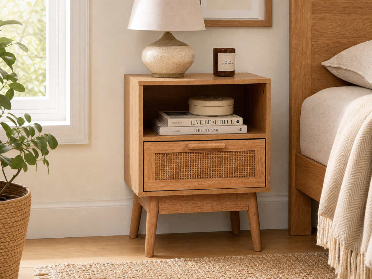 Naturlig Double Storage Bedside Table