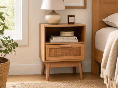 Naturlig Double Storage Bedside Table