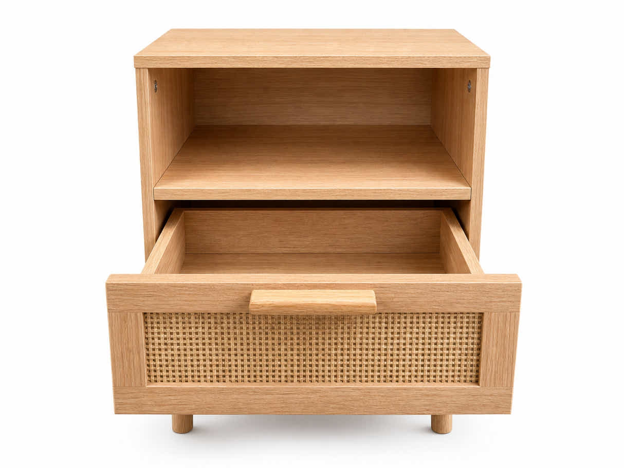 Naturlig Double Storage Bedside Table