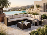 Shelby 5-Piece Outdoor Set - Brown + Beige
